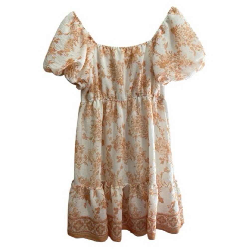 Blu Pepper Orange and White Floral Dress Medium